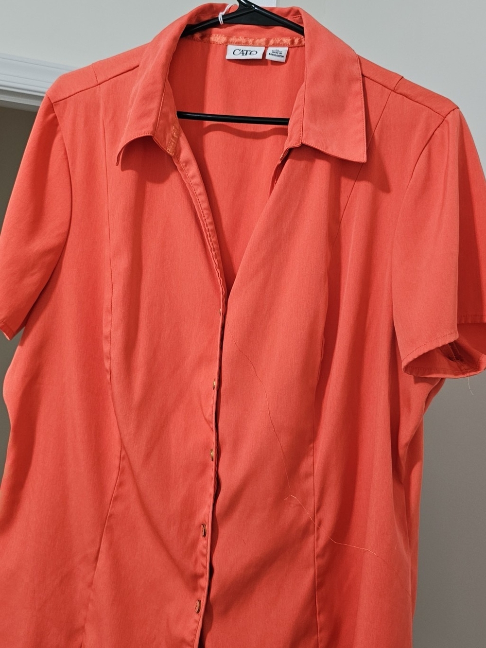 Cato Coral Short Sleeve Button-Front Blouse